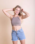 High Neck Crochet Trim Bralette