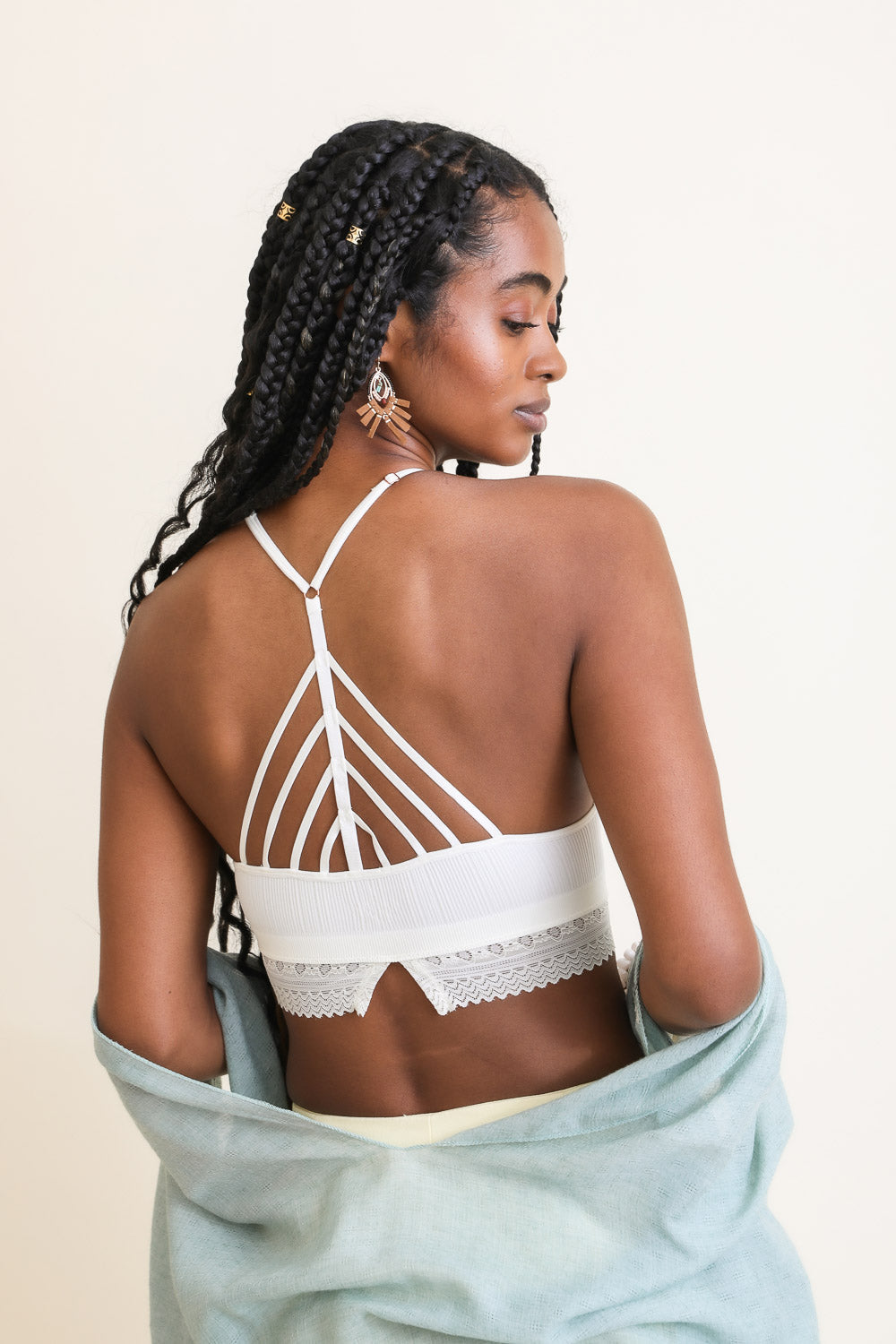 High Neck Crochet Trim Bralette