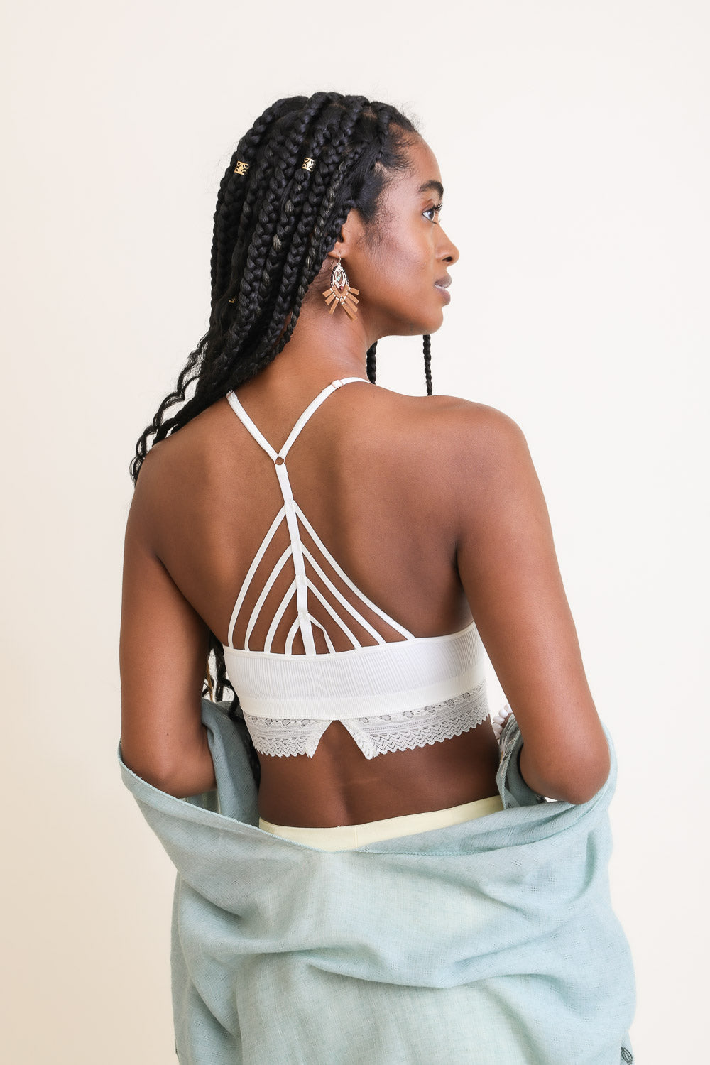 High Neck Crochet Trim Bralette