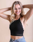 High Neck Crochet Trim Bralette Small / Black