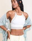 High Neck Crochet Trim Bralette Small / Ivory