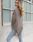 High Neck Multi-Tasseled Poncho Ponchos