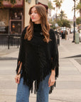 High Neck Multi-Tasseled Poncho Ponchos