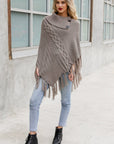 High Neck Multi-Tasseled Poncho Ponchos