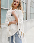 High Neck Multi-Tasseled Poncho Ponchos