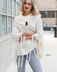 High Neck Multi-Tasseled Poncho Ponchos Ivory