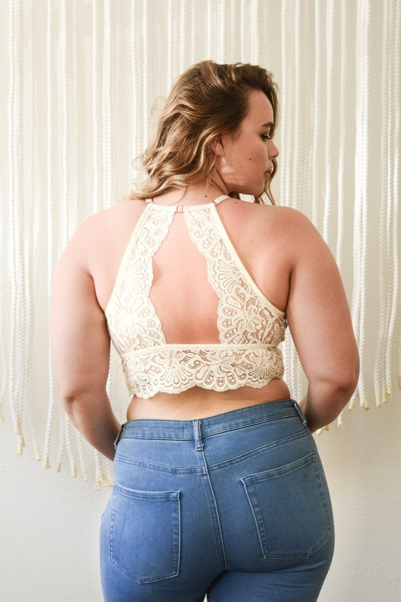 High Neck Netted Lace Bralette Plus, Leto Collection