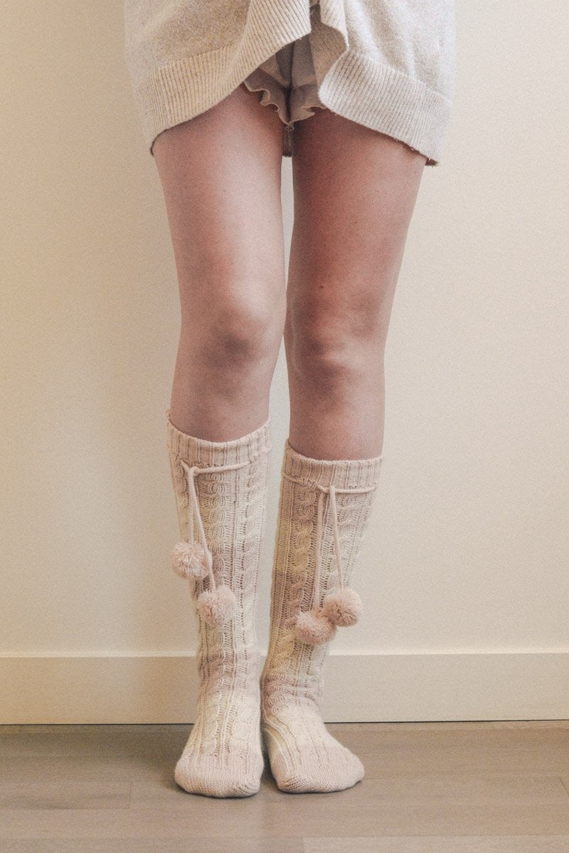 Knee High Striped Pom Socks Hats &amp; Hair