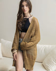 Knit Netted Cardigan Ponchos Bronze