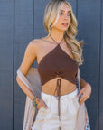 Lace-up Halter Knit Bralette