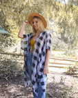 Lightweight Buffalo Check Kimono Black