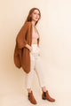 Lightweight rib knit ruana camel, a stylish layering piece for modern looks