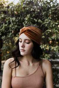 Lightweight soft twisted chestnut headbands for all-day wear.