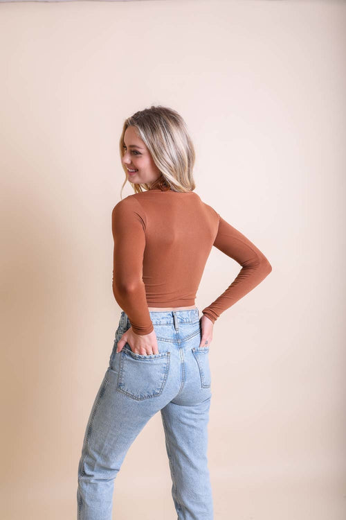 Leto Collection - Long Sleeve Fitted Crop Top $33 – Thank you