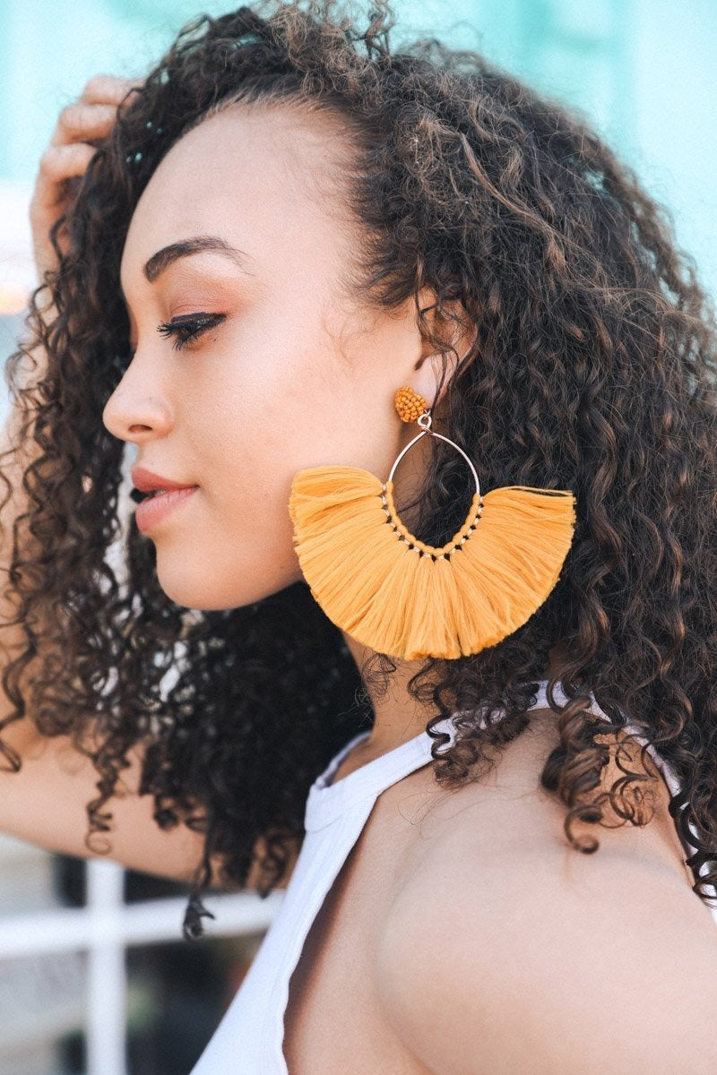 Marquise Hoop &amp; Fan Earrings Jewelry Mustard