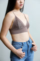 Mocha loop lace waistband brami with adjustable straps for comfort.