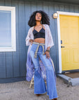 Ombre Bohemian Lace Kimono Periwinkle