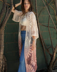 Ombre Bohemian Lace Kimono Rose