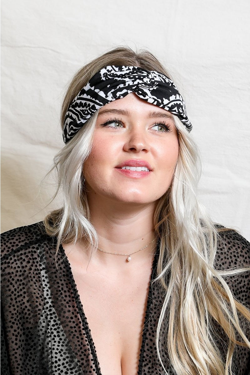 Paisley Boho Head Wrap Hats &amp; Hair Black