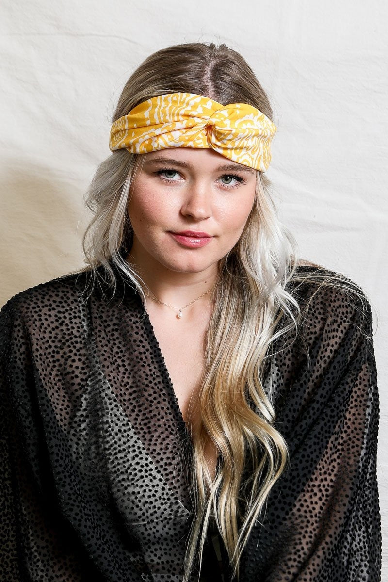 Paisley Boho Head Wrap Hats &amp; Hair Mustard