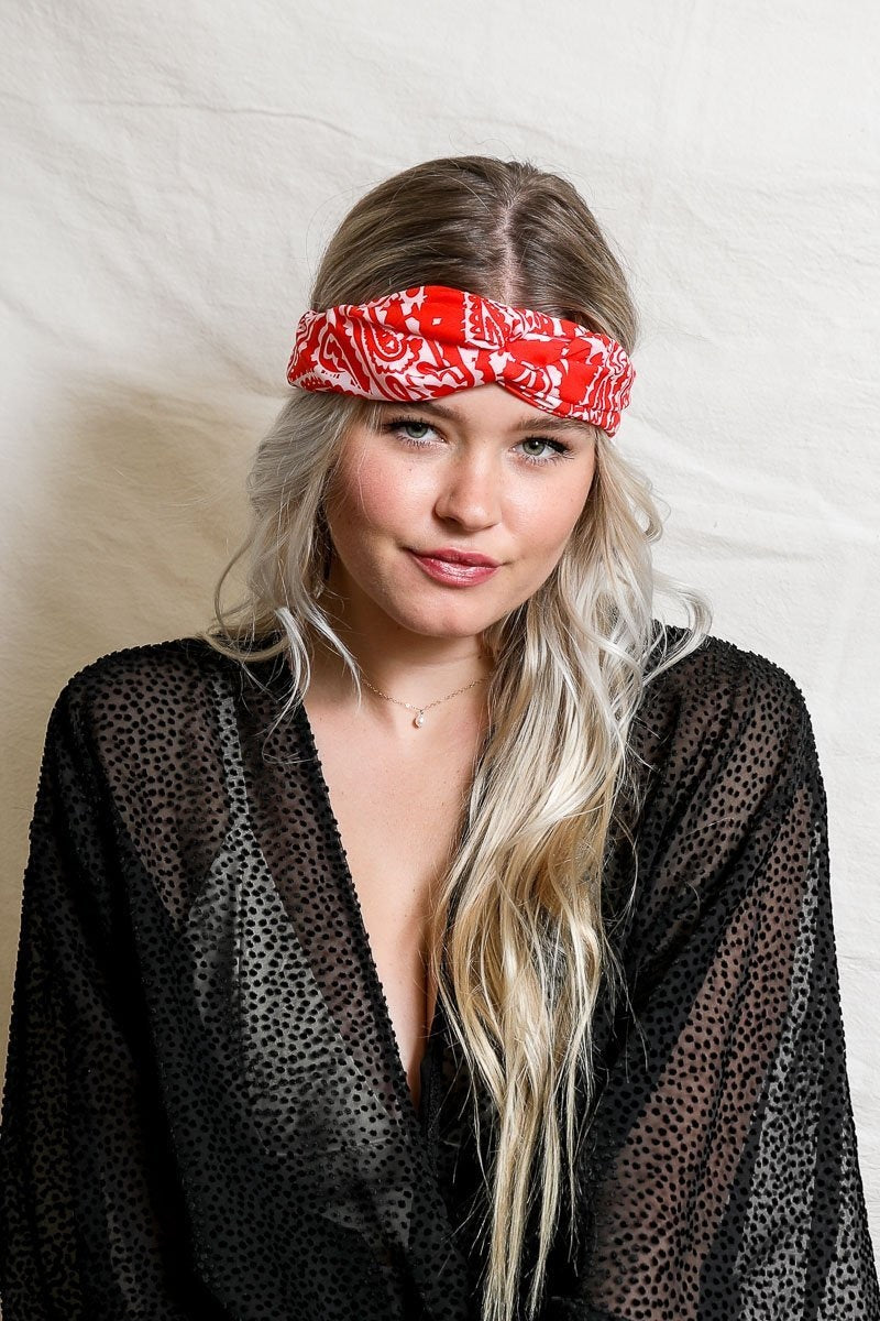 Paisley Boho Head Wrap Hats &amp; Hair Red