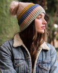 Pastel Stripe Knit Pom Beanie Hats & Hair Pink