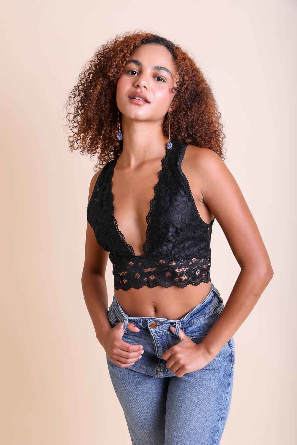 Plunge Racerback Bralette Small / Black