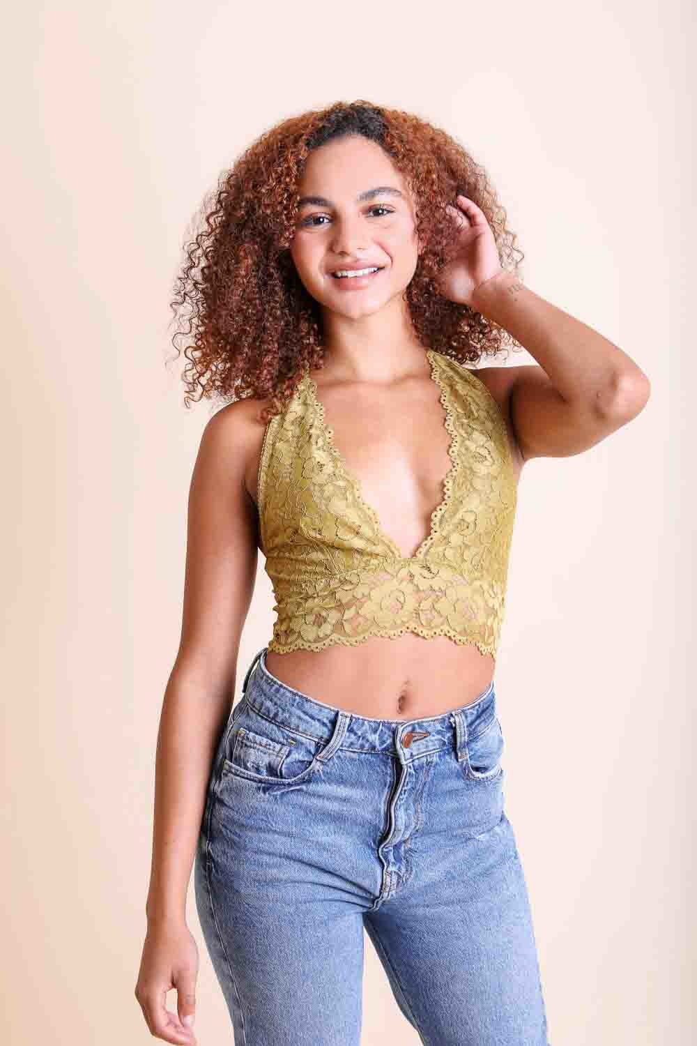 Plunge Racerback Bralette Small / Mustard