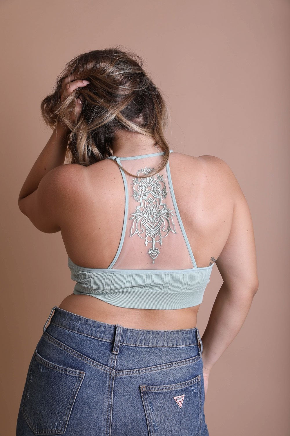 Plus Size Tattoo Back Bralette 1X2X / Sage