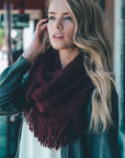 Pointelle Fringe Infinity Scarves