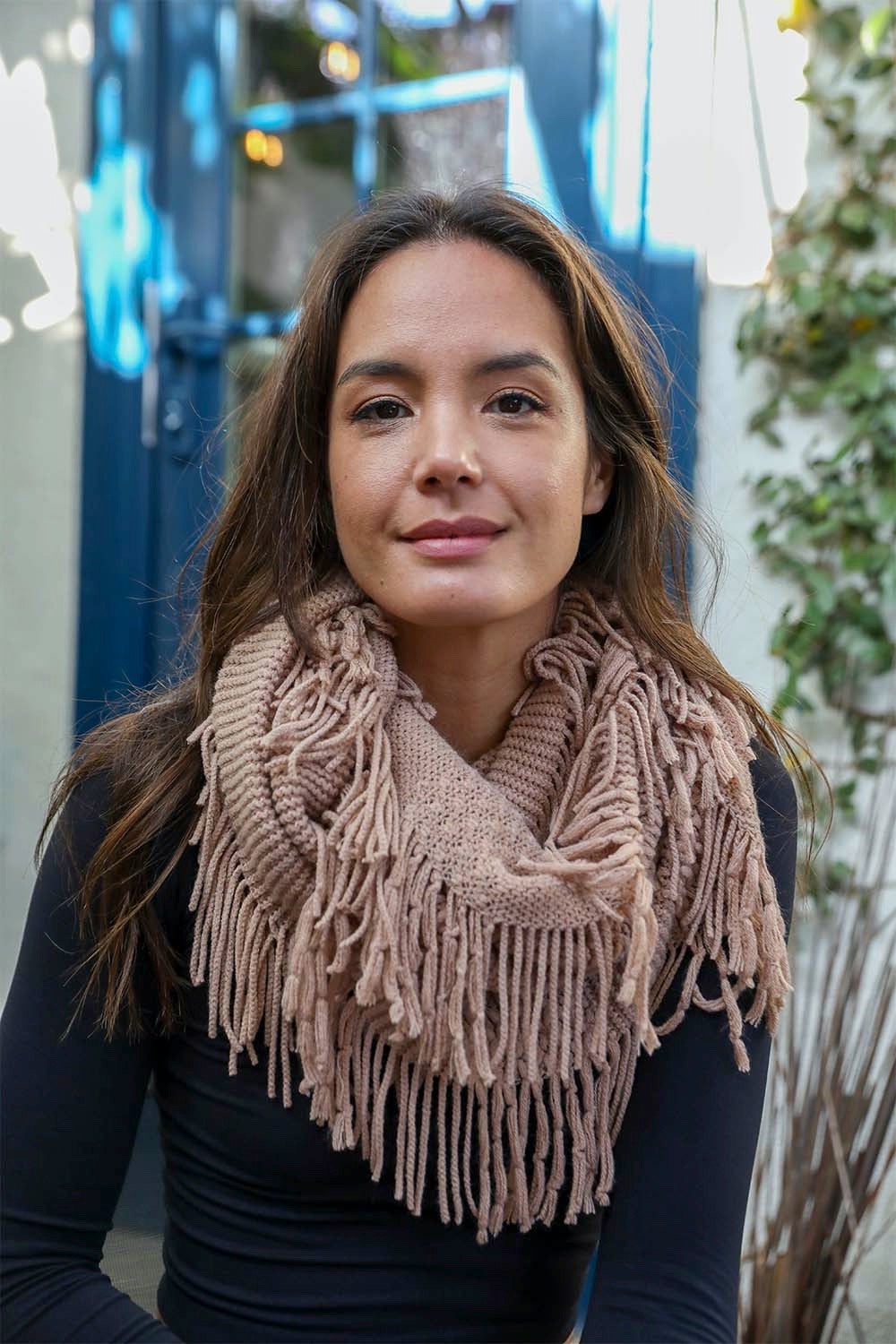 Pointelle Fringe Infinity Scarves