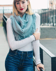 Pointelle Fringe Infinity Scarves