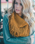 Pointelle Fringe Infinity Scarves