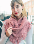 Pointelle Fringe Infinity Scarves Mauve