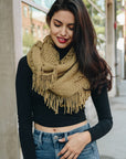 Pointelle Fringe Infinity Scarves Mocha