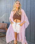 Pom Trimmed Jacquard Kimono Blush