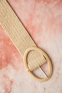 Raffia Oval Buckle Belt Belts One Size / Tan