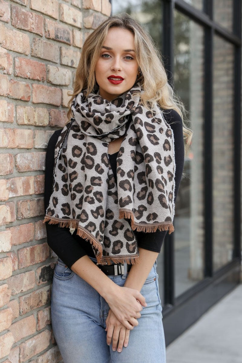 Leto Collection Reversible Leopard Blanket Scarf