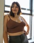 Rib Knit Lounge Brami Bralette XL/2XL / Brown