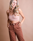 Rib Knit Lounge Brami Bralette XS/S / Blush