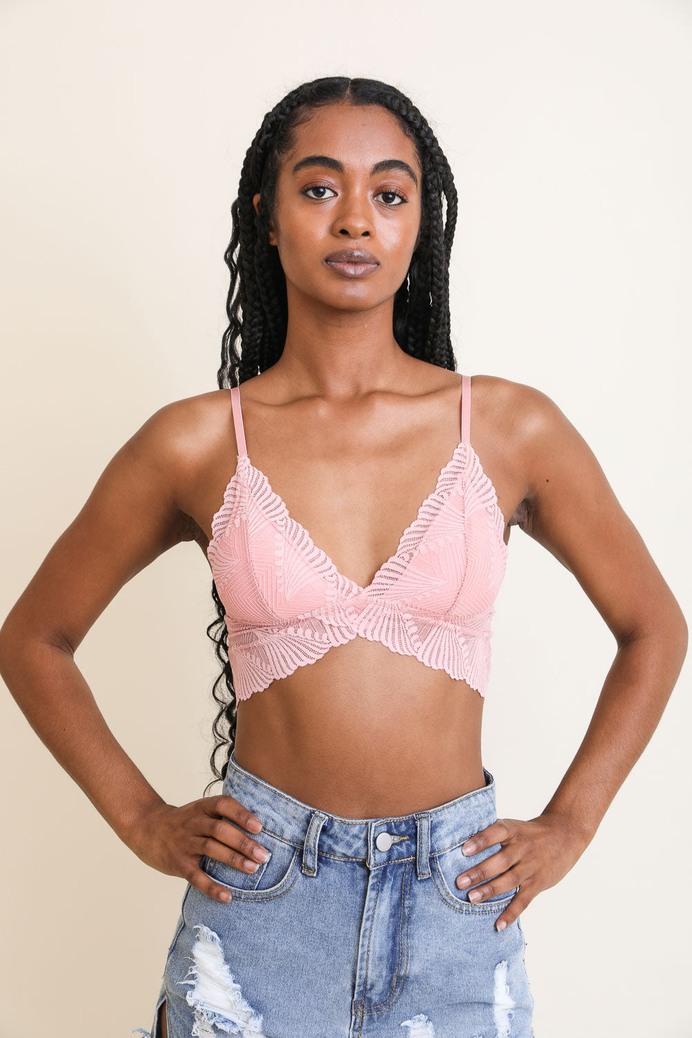 Scallop Lace Bralette Small / Blush