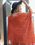 Scallop Lace Knit Poncho Ponchos