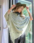 Scallop Lace Knit Poncho Ponchos Sage