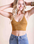 Seamless Padded Textured Brami Bralette XS/S / Mustard