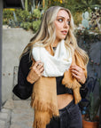 Silky Wool Ombre Scarf Scarves Camel