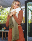 Silky Wool Ombre Scarf Scarves Olive