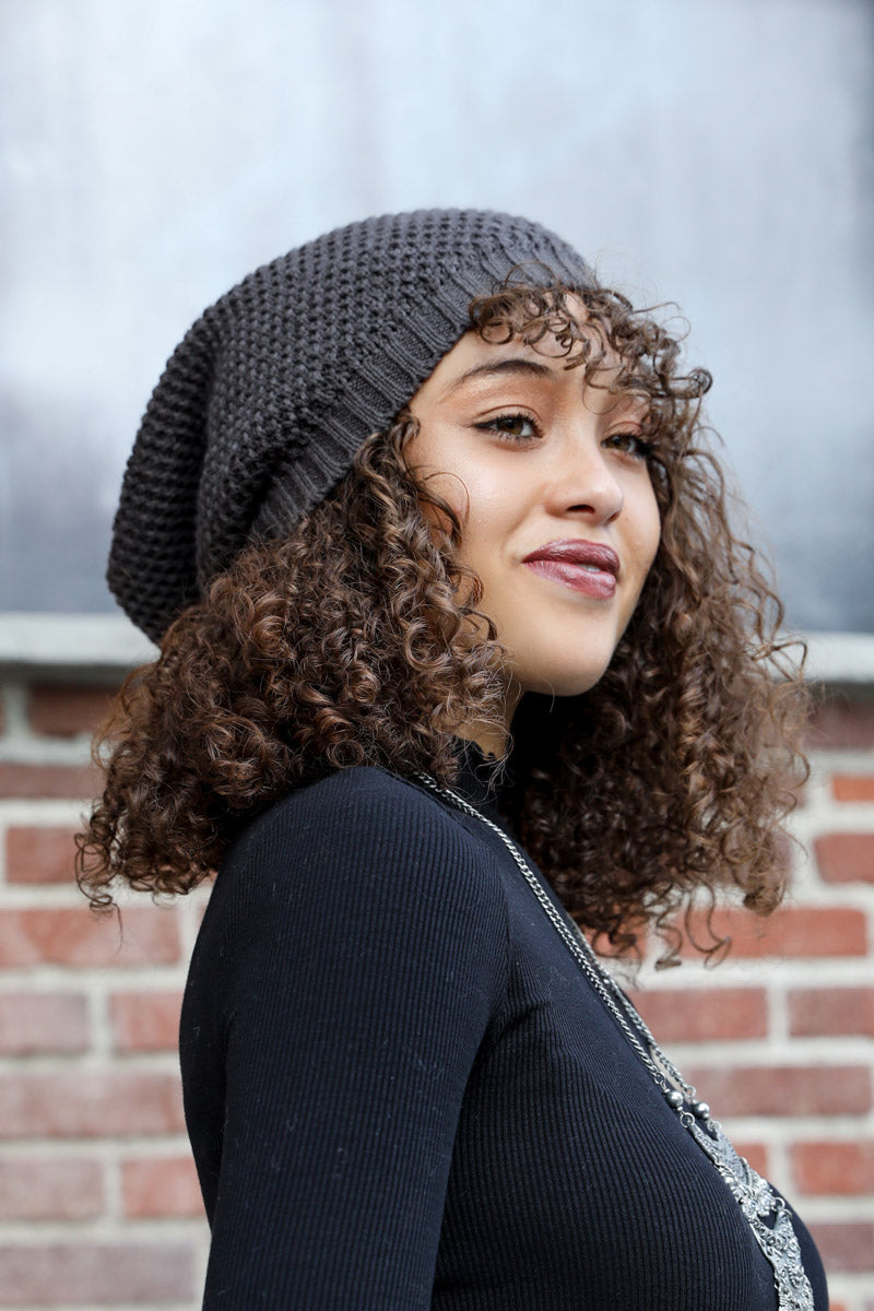 Slouch Waffle Knit Beanie Beanies