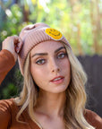 Smiley Face Ribbed Beanie Beanies Beige