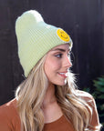 Smiley Face Ribbed Beanie Beanies