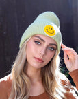 Smiley Face Ribbed Beanie Beanies Mint